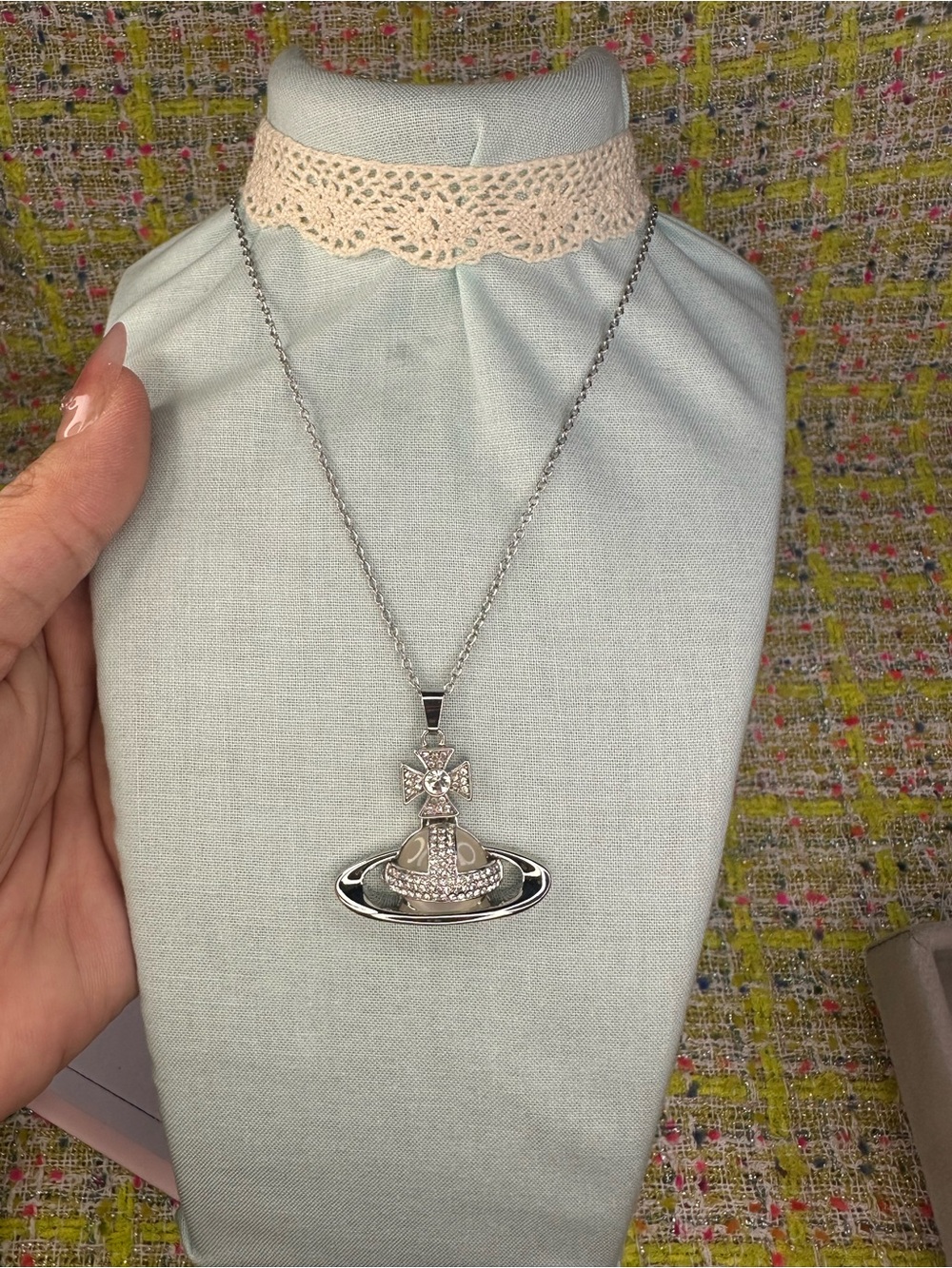 AA great Vivienne Westwood Silver Orb and Cross Pendant Necklace